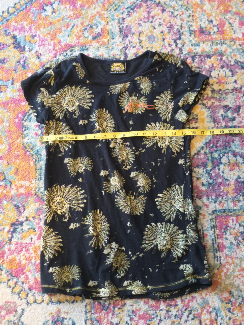 Avirex T shirt with gold shaman design size L